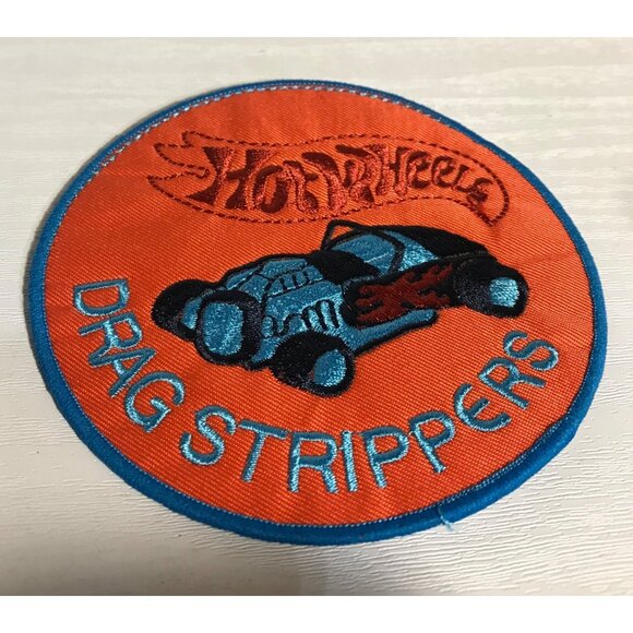 Hot Wheels Drag Strippers Embroidered Patch Round Orange & Blue 4" - Picture 3 of 5